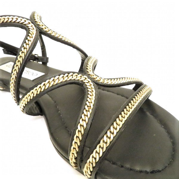 Jimmy Choo Leather Metal Sandals 35 Black in Good Condition