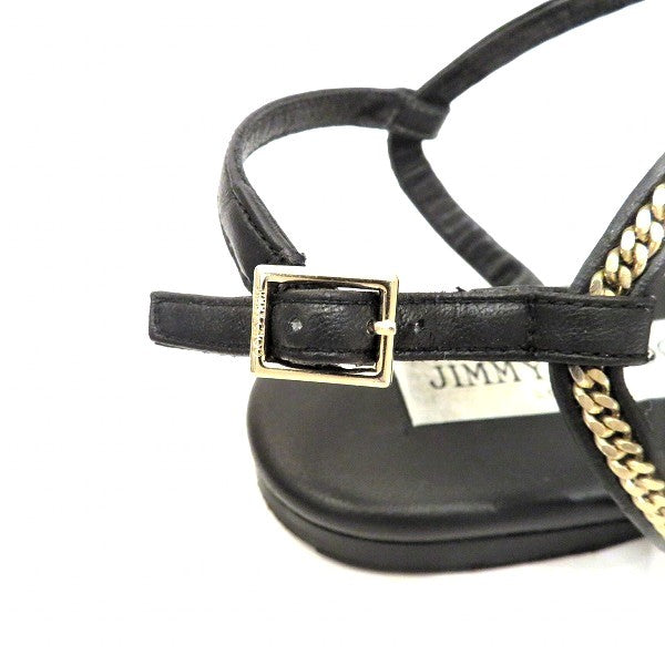 Jimmy Choo Leather Metal Sandals 35 Black in Good Condition