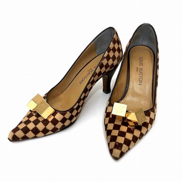 Louis Vuitton Damier Sauvage Haircalf Pumps 37 JA0061 in Good Condition