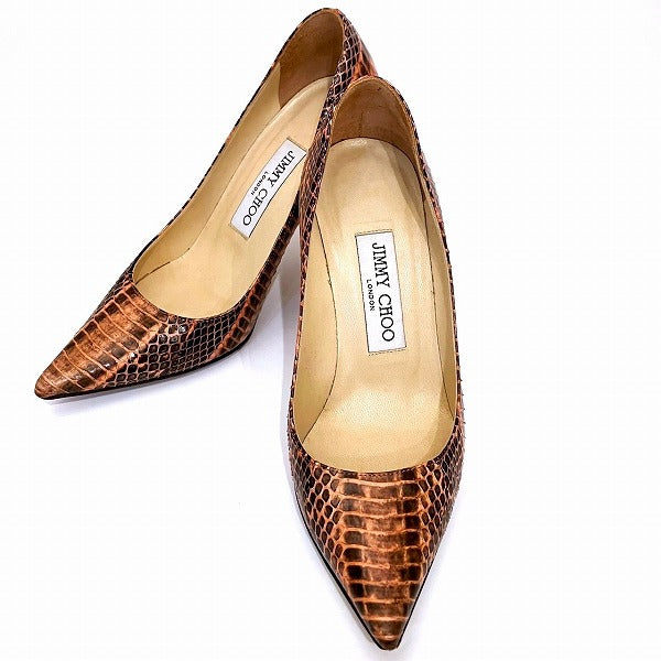 Jimmy Choo Python Leather Pumps Size 34 1/2 in Good Condition