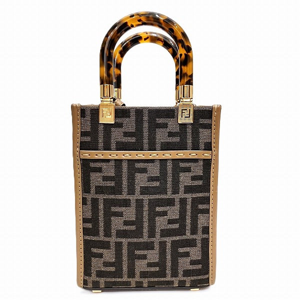 Fendi Sunshine Shopper Mini Canvas Leather Handbag 8BS051 ALVX F1GE3 in Good Condition