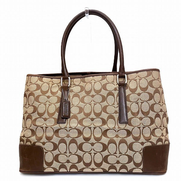 Coach Signature Canvas Leather Tote Bag 6086