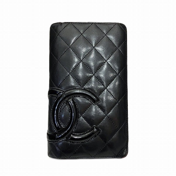 Chanel Cambon Long Wallet A26717 Black in Fair Condition