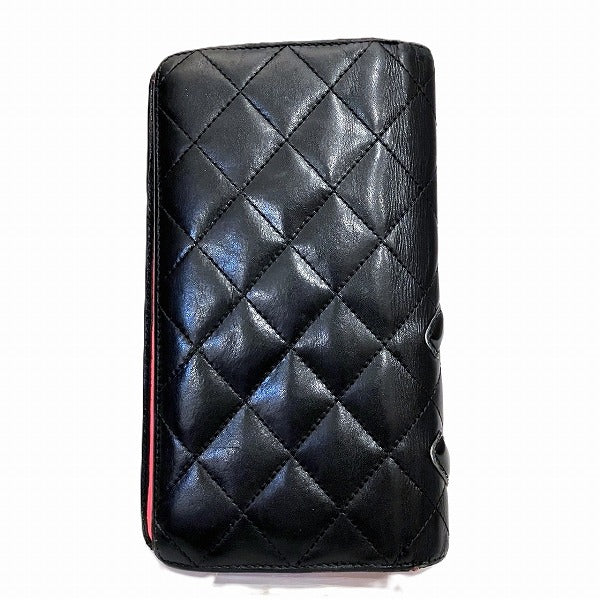 Chanel Cambon Long Wallet A26717 Black in Fair Condition