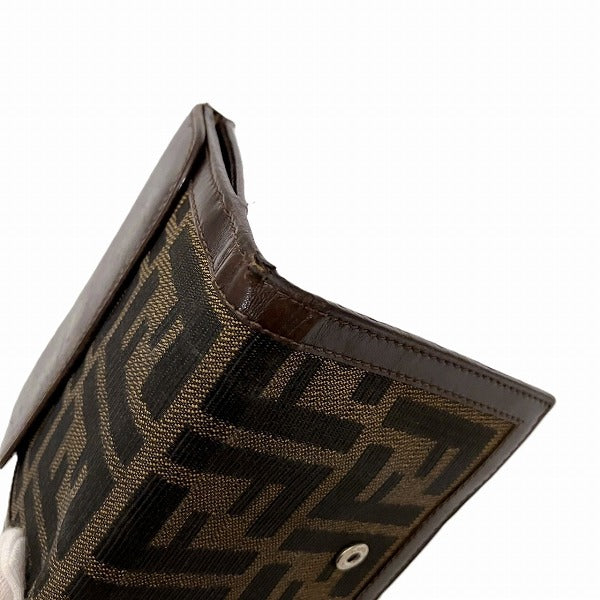 Fendi Zucca Pattern Compact Wallet Canvas Leather in Fair Condition