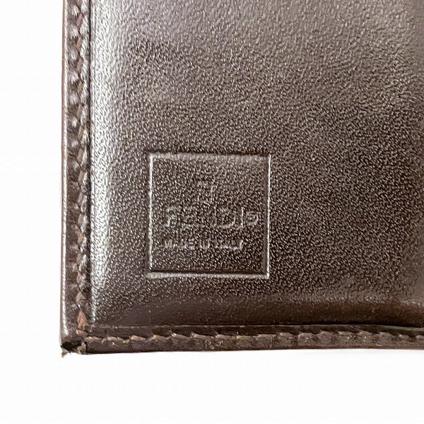 Fendi Zucca Pattern Compact Wallet Canvas Leather in Fair Condition