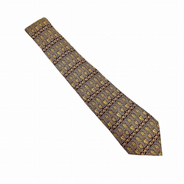 Hermes Silk Leaf Pattern Tie