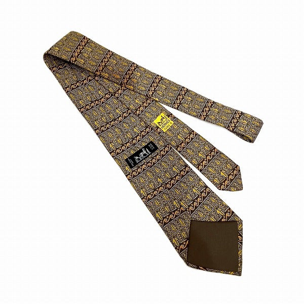 Hermes Silk Leaf Pattern Tie for Men in Great Condition