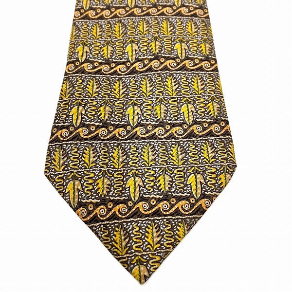 Hermes Silk Leaf Pattern Tie for Men in Great Condition