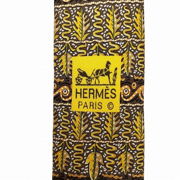 Hermes Silk Leaf Pattern Tie for Men in Great Condition