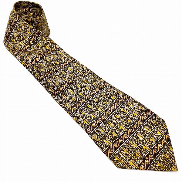 Hermes Silk Leaf Pattern Tie for Men in Great Condition