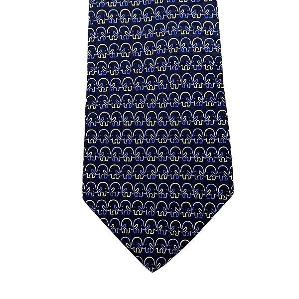 Salvatore Ferragamo Silk Tie Navy Animal Pattern in Great Condition