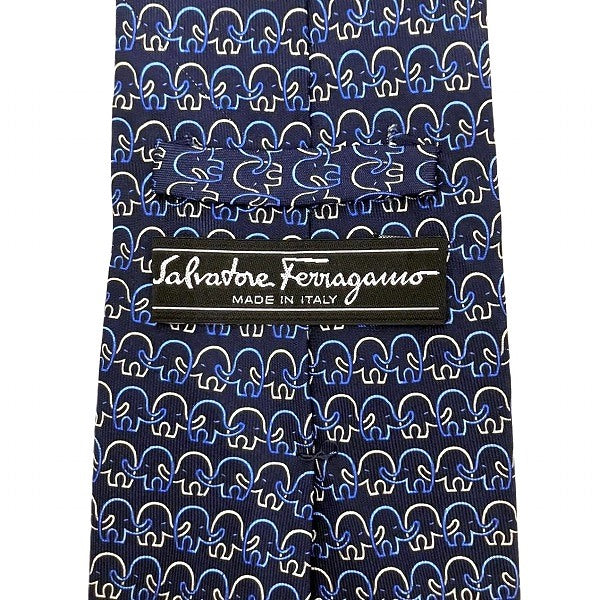 Salvatore Ferragamo Silk Tie Navy Animal Pattern in Great Condition