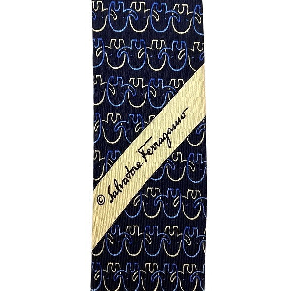 Salvatore Ferragamo Silk Tie Navy Animal Pattern in Great Condition