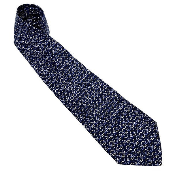 Salvatore Ferragamo Silk Tie Navy Animal Pattern in Great Condition