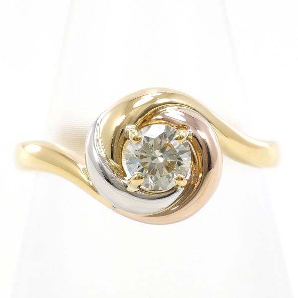 Platinum K18 Yellow Pink Gold Diamond Ring