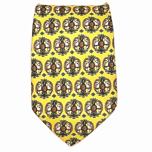 Salvatore Ferragamo Silk Tie Pineapple Bird Pattern