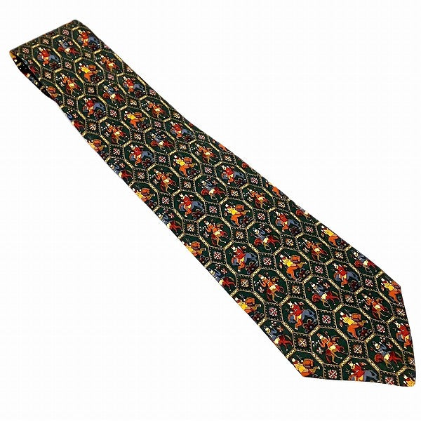 Salvatore Ferragamo Silk Cavalry Pattern Tie in Great Condition