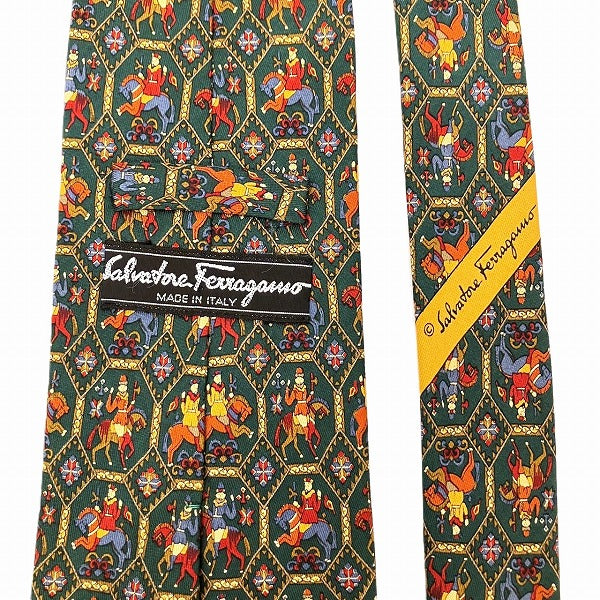 Salvatore Ferragamo Silk Cavalry Pattern Tie in Great Condition