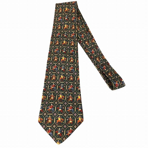 Salvatore Ferragamo Silk Cavalry Pattern Tie in Great Condition