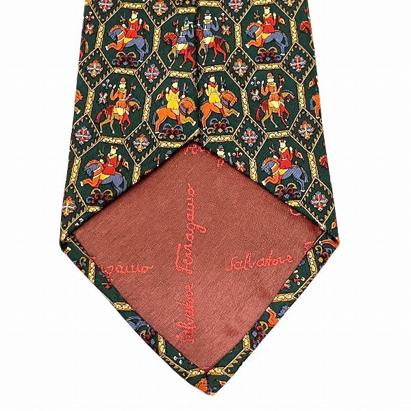 Salvatore Ferragamo Silk Cavalry Pattern Tie in Great Condition