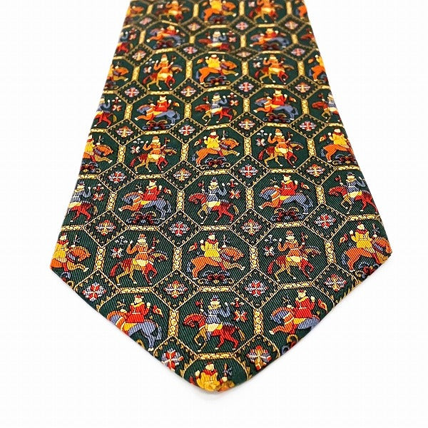 Salvatore Ferragamo Silk Cavalry Pattern Tie in Great Condition