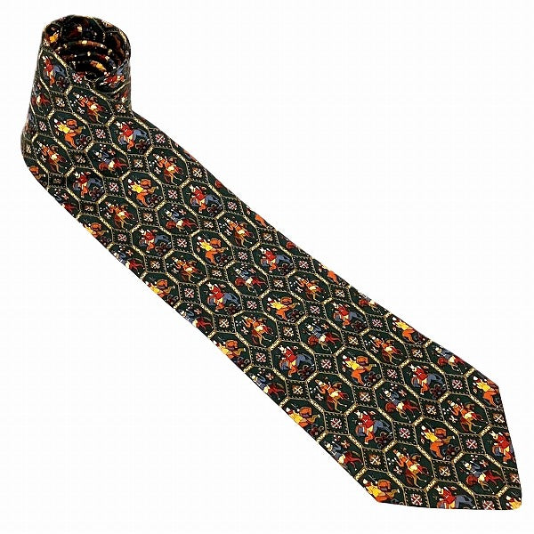 Salvatore Ferragamo Silk Cavalry Pattern Tie in Great Condition