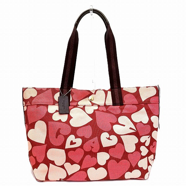 Coach Heart Tote Bag 91169 Canvas Leather