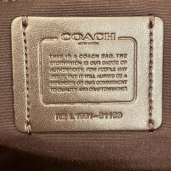 Coach Canvas Leather Heart Tote Bag 91169 in Good Condition