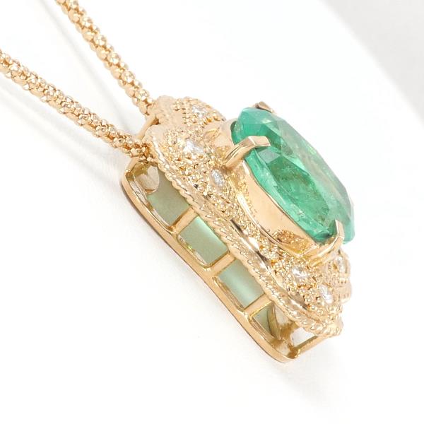 K18 Pink Gold Emerald Necklace in Excellent Condition