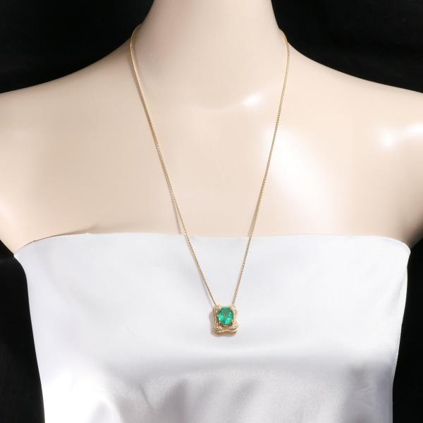 K18 Pink Gold Emerald Necklace in Excellent Condition