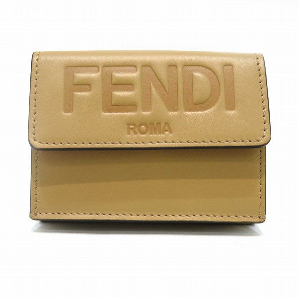 Fendi Leather Logo Embossed Tri-Fold Wallet in Great Condition