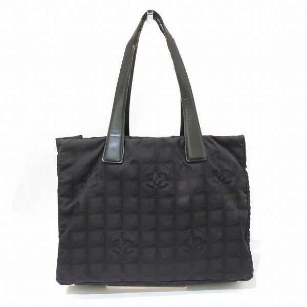 Chanel Nylon Jacquard Leather Tote MM A15991 Handbag in Fair Condition