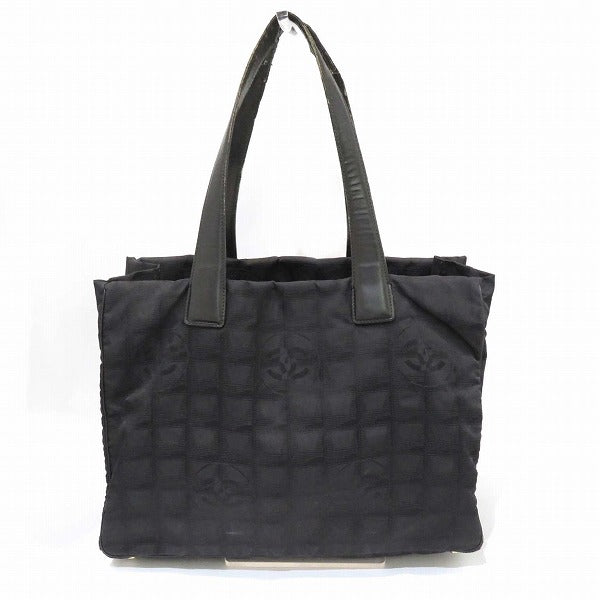 Chanel Nylon Jacquard Leather Tote MM A15991 Handbag in Fair Condition