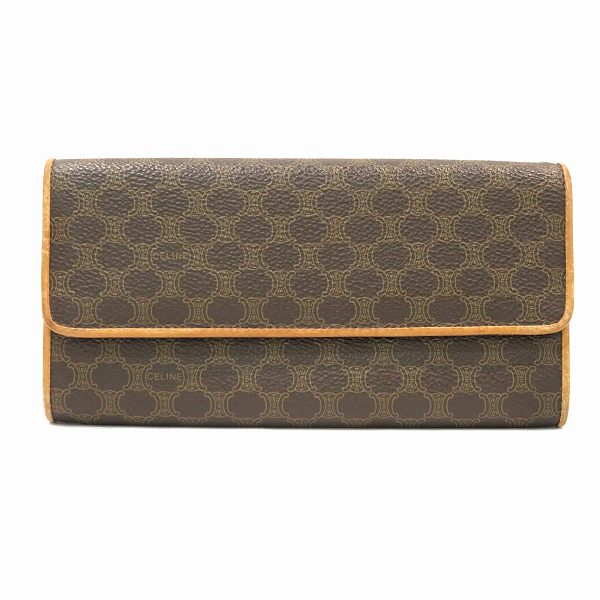 Celine Macadam Brown Long Wallet Unisex in Good Condition