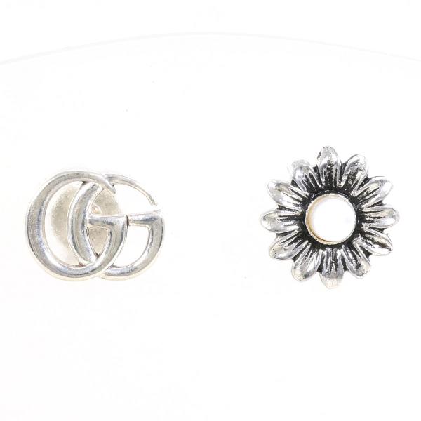 Gucci Double G Flower Silver Earrings with Mother of Pearl in Excellent Condition