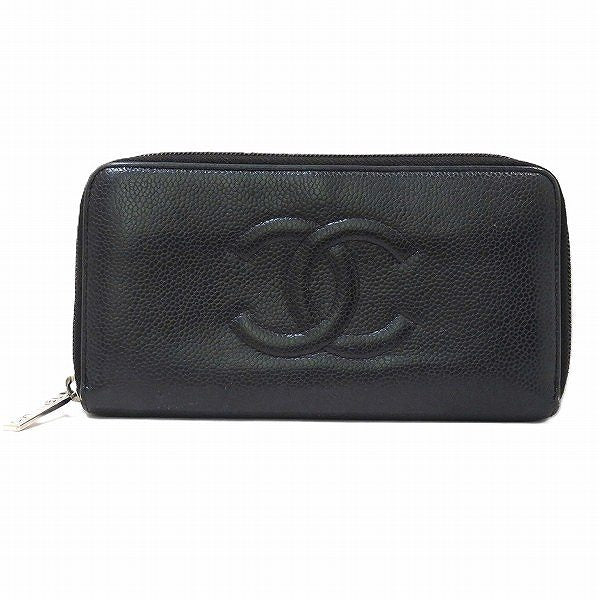 Chanel Caviar Skin Round Zip Wallet A50071