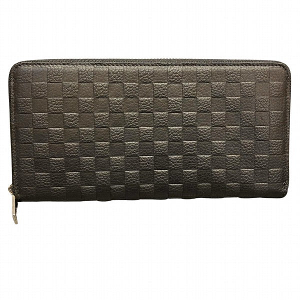 Comsa Men Leather Checkered Embossed Long Wallet in Great Condition