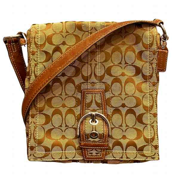 Coach Signature Canvas Leather Shoulder Bag