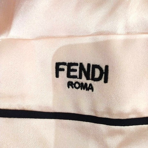 Fendi Pink Silk Logo Embroidered Pajamas in Pristine Condition