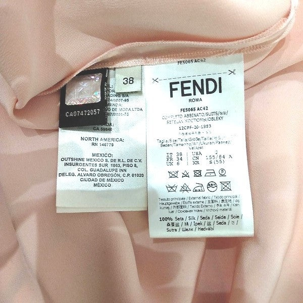 Fendi Pink Silk Logo Embroidered Pajamas in Pristine Condition