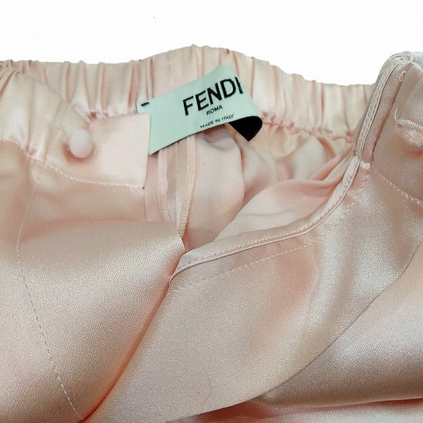 Fendi Pink Silk Logo Embroidered Pajamas in Pristine Condition