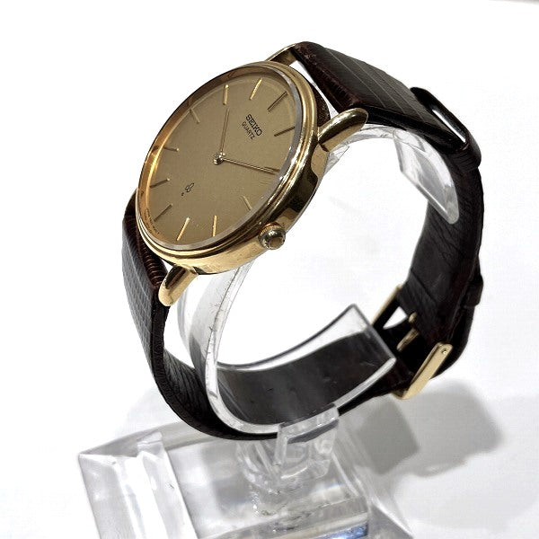Seiko 14K 7820-8040 Quartz Wristwatch for Men Gold SS/K14Gold/Leather 7820-8040