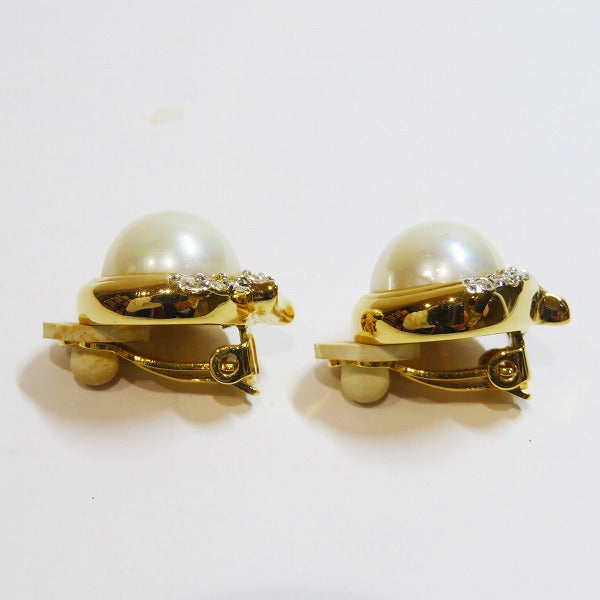 Nina Ricci Rhinestone Fake Pearl Earrings for Women in Good Condition