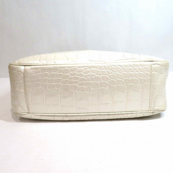 Furla Embossed Leather Handbag Ivory in Good Condition