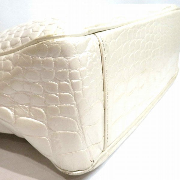 Furla Embossed Leather Handbag Ivory in Good Condition