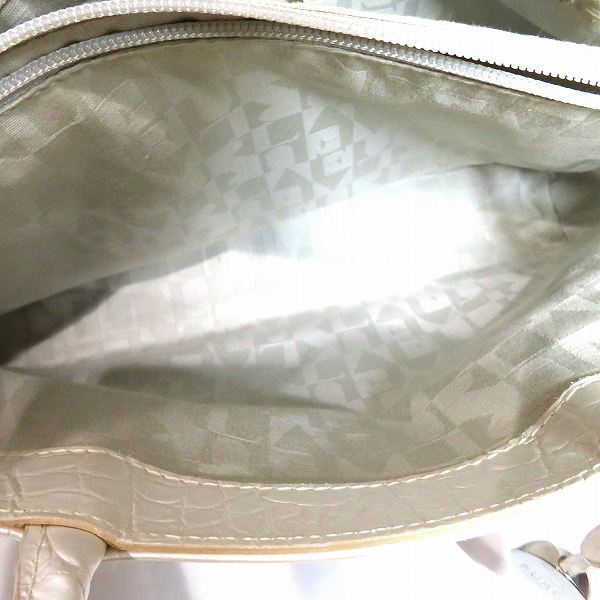 Furla Embossed Leather Handbag Ivory in Good Condition