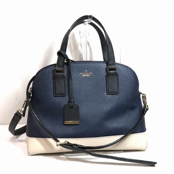 Kate Spade Beige Navy 2WAY Handbag Shoulder Bag in Good Condition