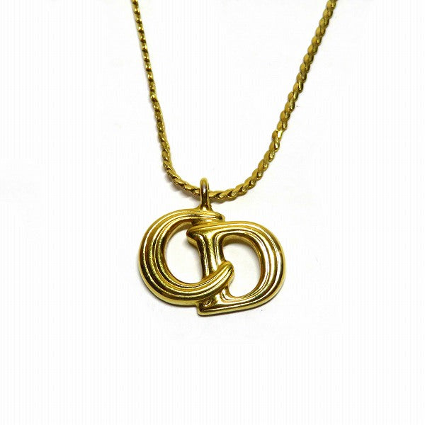 Dior Gold Color GP Necklace with CD Logo in Good Condition