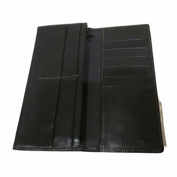 Leather Black Long Wallet Bifold Unisex in Good Condition